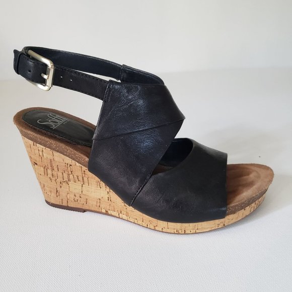 Sofft Black Wedge Sandals - Picture 2 of 11
